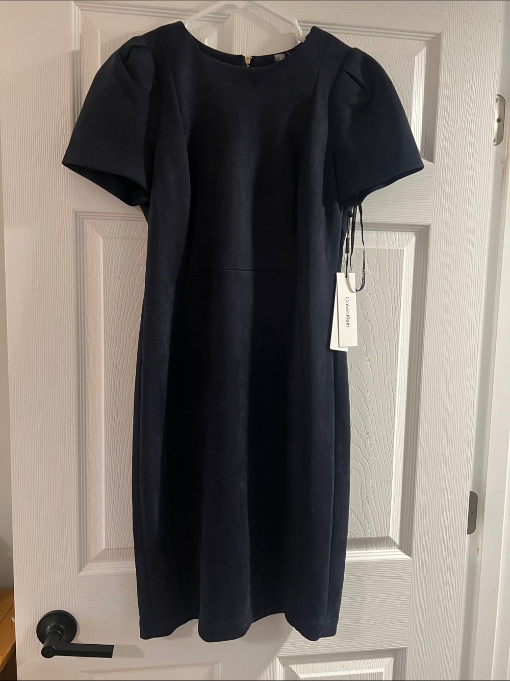 Calvin Klein Dark Navy Puff-Sleeve Sheath Dress